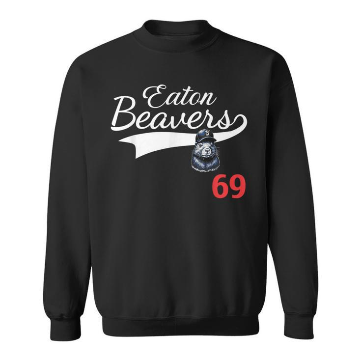 Eaton Beavers 69 Adult Humor Baseball Sweatshirt