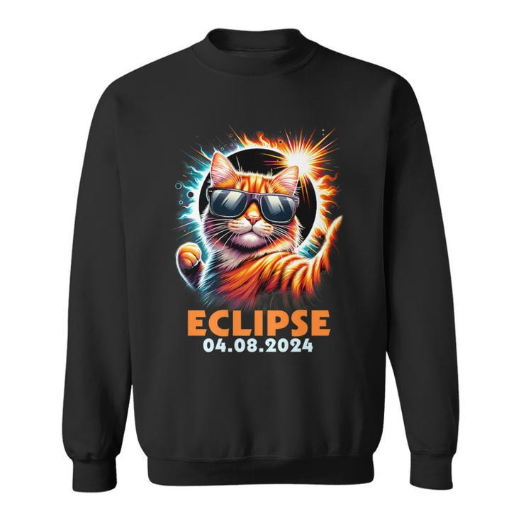 Eclipse 2024 Cat Taking A Selfie With Total Solar Eclipse Sweatshirt