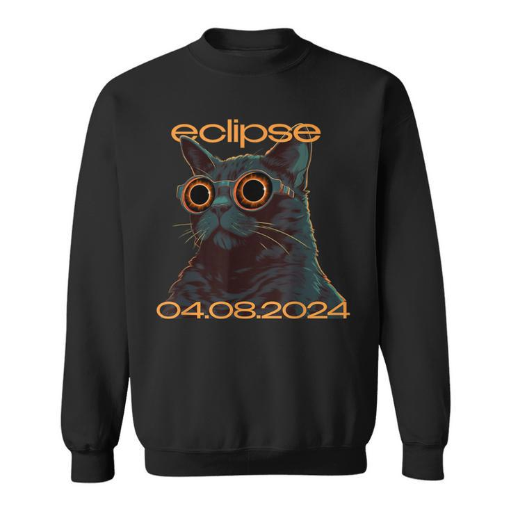 Eclipse Cat Graphic For April 2024 Eclipse Cat Lovers Sweatshirt