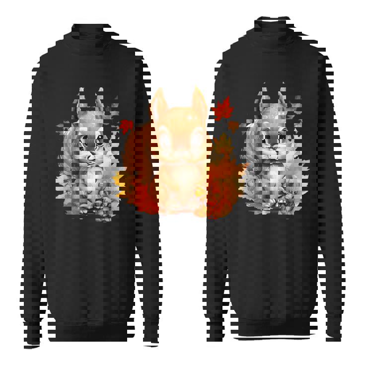 Écureuil D'automne Avec Feuilles Mignon Amoureux De La Nature D'automne Sweater e