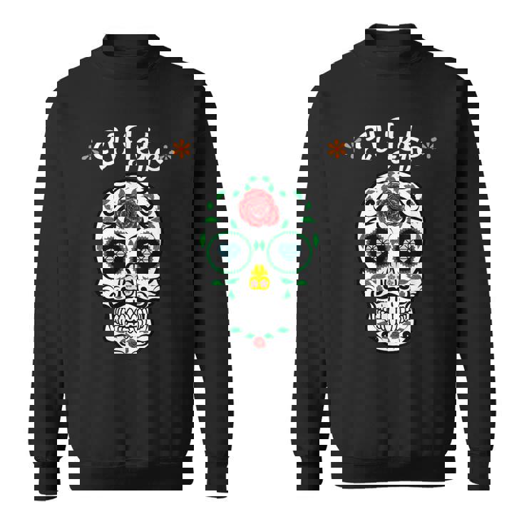 El Jefe Coloré Sucre Calavera Skull Dia De Los Muertos Sweater e
