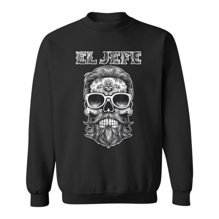 El Jefe Sugar Skull Dia De Los Muertos Mexicain Sweater e