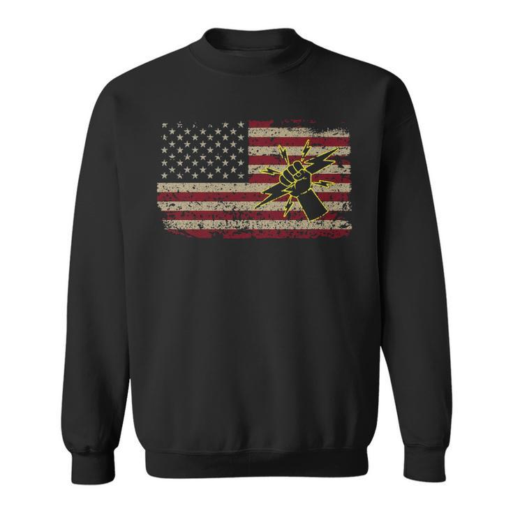 Electrician America Flag Patriotic Electricity Sweatshirt