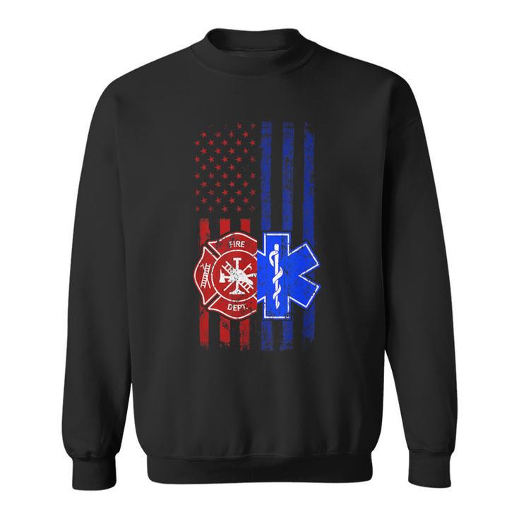 Ems Firefighter Emt Paramedic First Responders Us Flag Sweatshirt