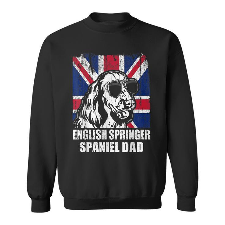 English Springer Spaniel Dad Cool Uk Flag Vintage Retro Sweatshirt