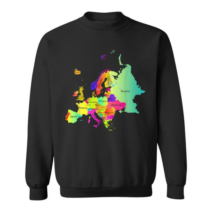 Europe Map With Boundaries And Countries Names Sweatshirt
