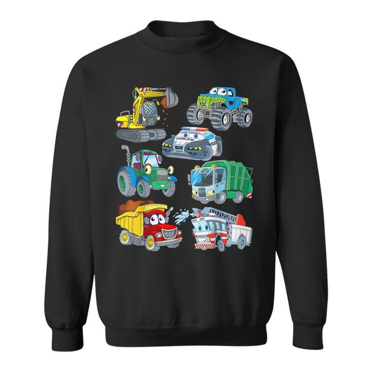 Excavator Fire Truck Police Car Monster Truck For Boys Sweatshirt