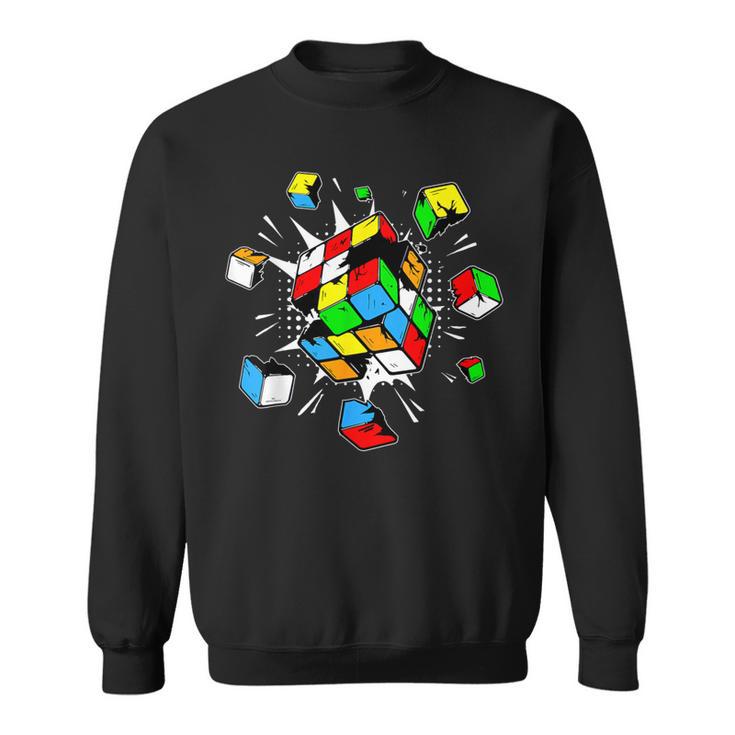 Exploding Rubix Rubiks Rubics Cube 3X3 Cuber Events Costume Sweatshirt