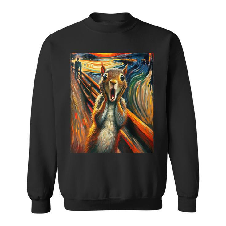 Expressionist Scream Squirrel Lovers Artistic Squirrel Sweatshirt