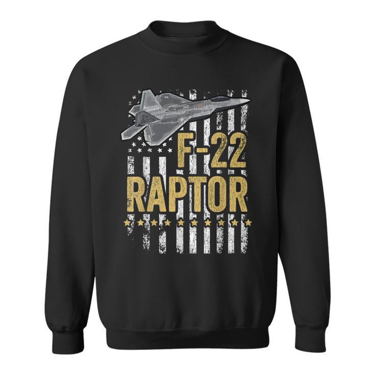 F-22 Raptor Fighter Jet Usa Flag Military F-18 Plane Sweatshirt