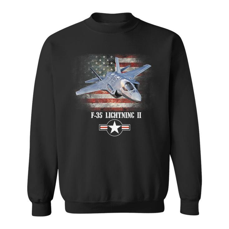 F-35 Lightning 2 Us Flag Proud Air Force Military Veteran Sweatshirt