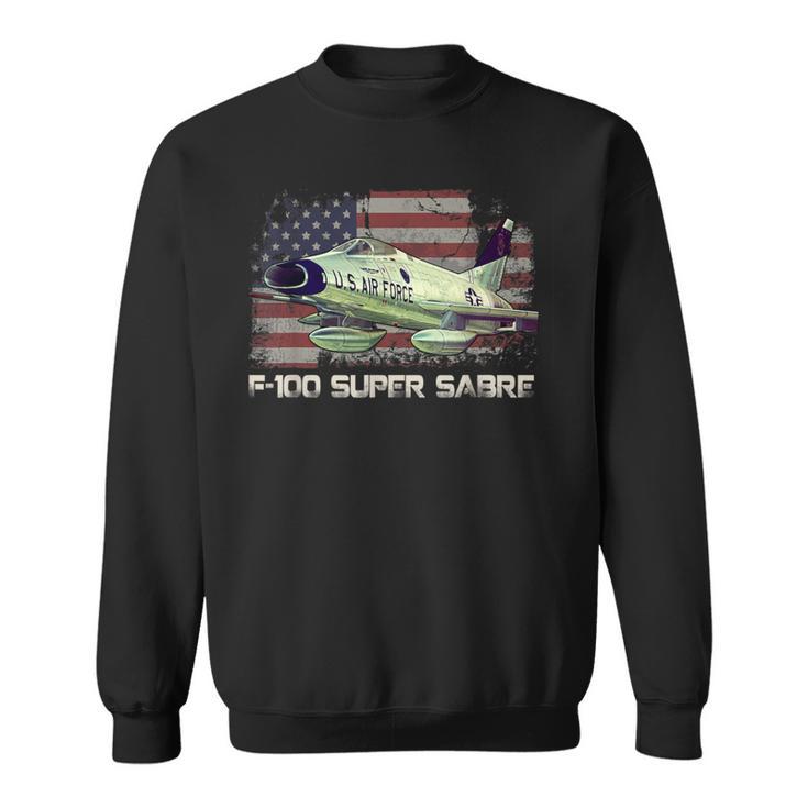 F100 Super Sabre Jet Fighter Plane American Flag Pilot Vet Sweatshirt