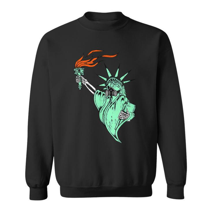 Face Gas Mask Statue Of Liberty Freedom Political Humor Sweatshirt