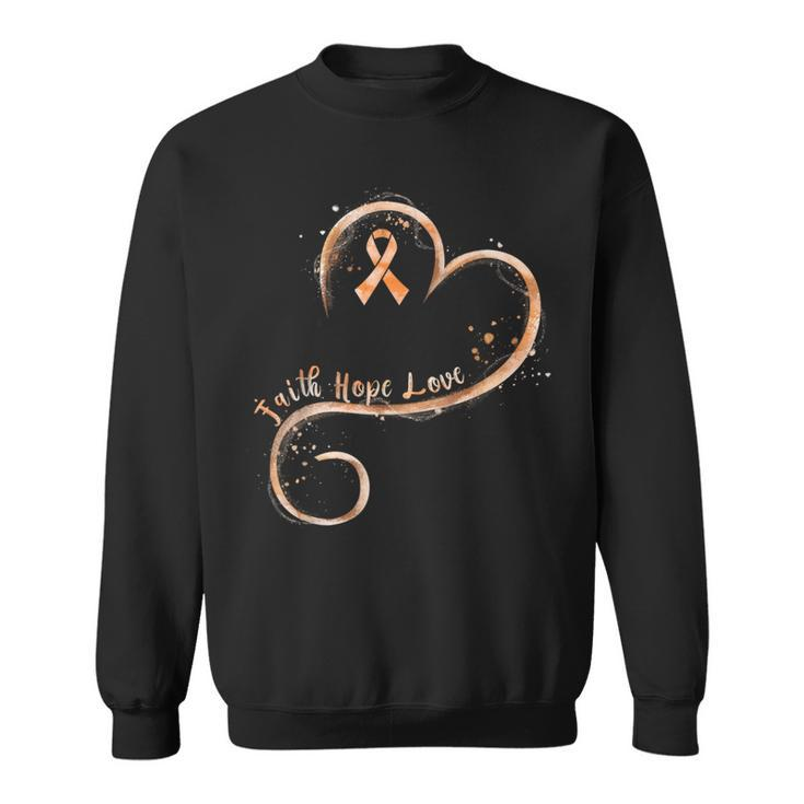 Faith Hope Love Peach Ribbon Uterine Cancer Awareness Sweatshirt