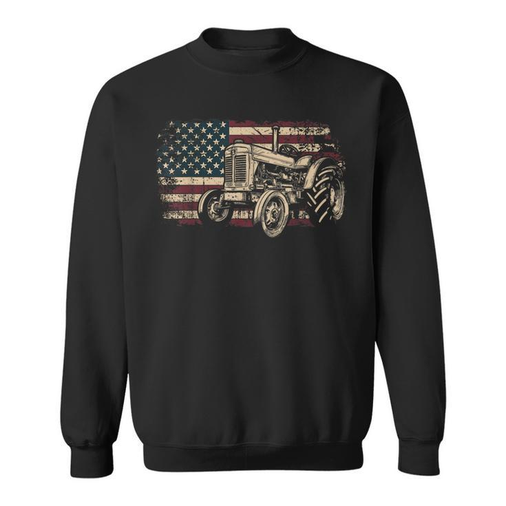 Farm Tractor Proud Farmer Patriotic American Flag Tractor Sweatshirt
