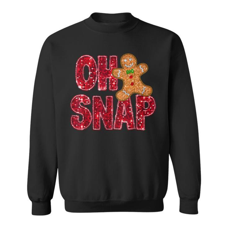 Faux Sequins Oh Snap Christmas Gingerbread Family Matching Sweatshirt