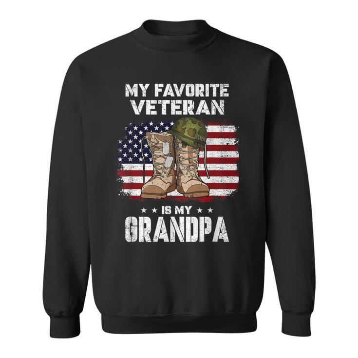 My Favorite Veteran Is My Grandpa American Flag Veterans Day Sweatshirt