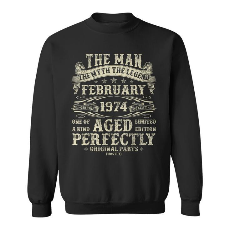 February 1974 Man Myth 50Th Birthday Vintage For Men Sweatshirt