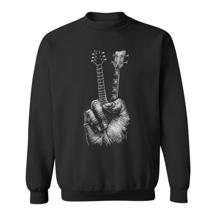 Fingers Peace Sign Guitar Necks Sweatshirt