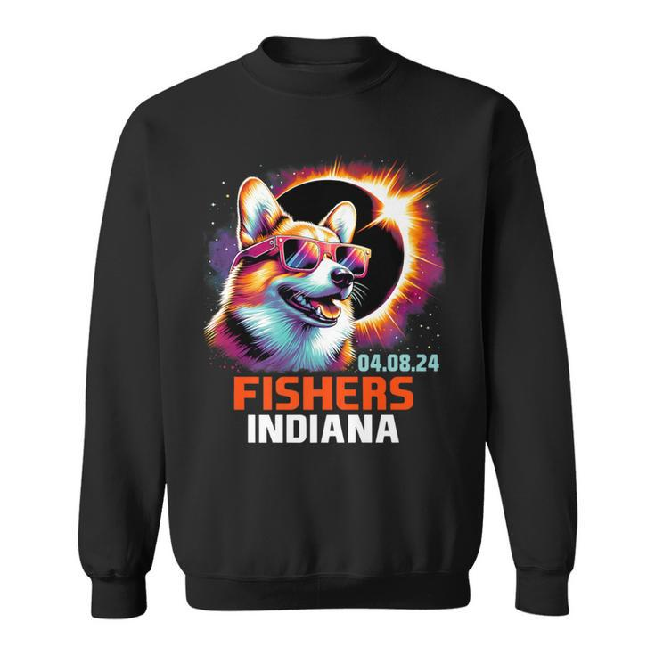 Fishers Indiana Total Solar Eclipse 2024 Corgi Dog Sweatshirt