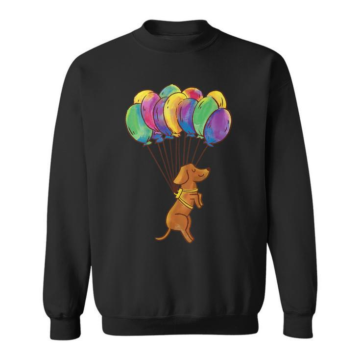 Fliegender Hund und Bunte Ballons Unisex Sweatshirt für Damen und Herren