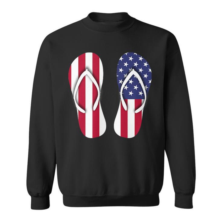 Flip Flops Red White And Blue Patriotic Sandals Beach Sweatshirt