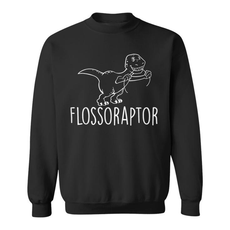 Flossoraptor Flossing Cute Dinosaur Dental Babe T Sweatshirt