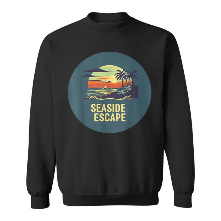 Flucht Am Meer Mit Palmen Und Sonnenuntergang Für Sommerfans Sweatshirt