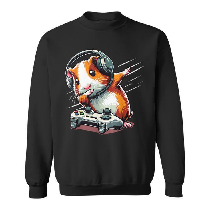 Fluffy Cavy Gamer Guinea Pig Video Gamer Lover Dab Sweatshirt