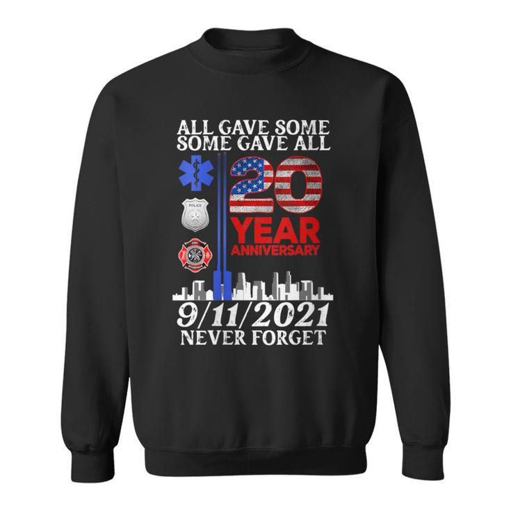 Never Forget 911 20Th Anniversary Patriot Day 2001 Flag Usa Sweatshirt