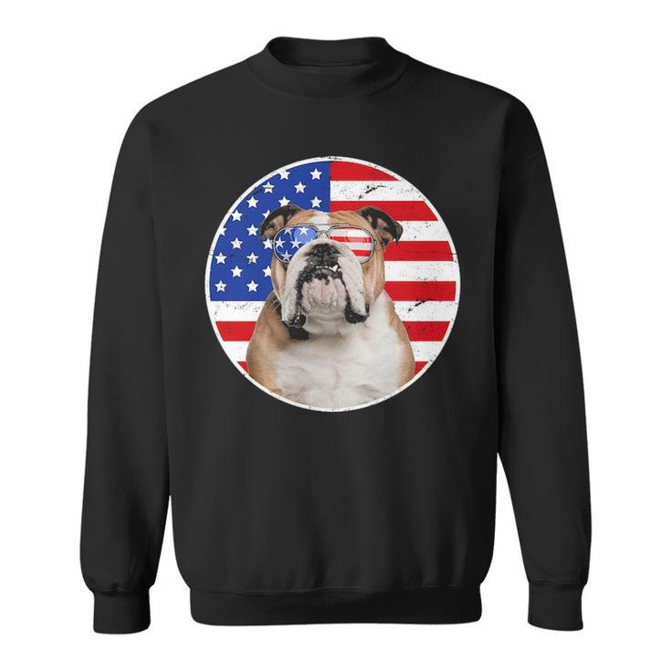 Fourth Of July Dog American Flag July 4Th Bulldog Lover Sweatshirt