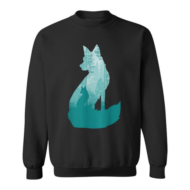Fox Silhouette In The Forest Animal Hunter Hunting Sweatshirt