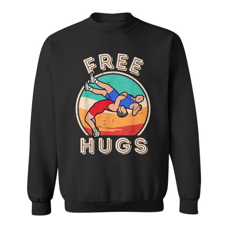 Free Hugs Wrestling Wrestling Coach Vintage Wrestle Sweatshirt