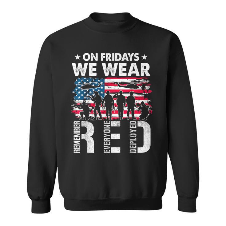 On Fridays We Wear Red Military Veteran Day Us Flag Sweatshirt