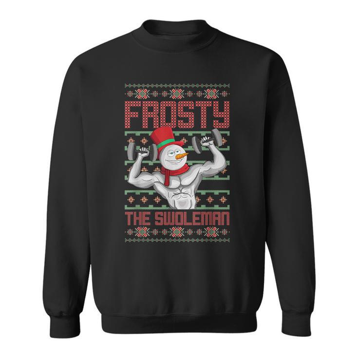 Frosty The Swoleman Snowman Workout Christmas Gym Sweatshirt