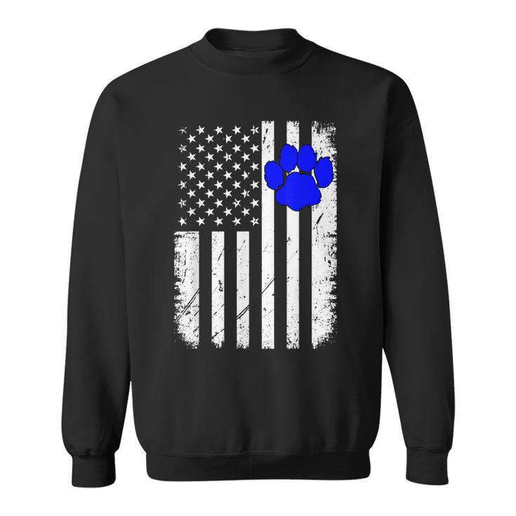 Fun Thin Blue Line Police K9 Dog American Flag Sweatshirt