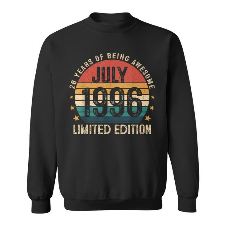 28 Years Old July 1996 Vintage 28Th Birthday Men Sweatshirt