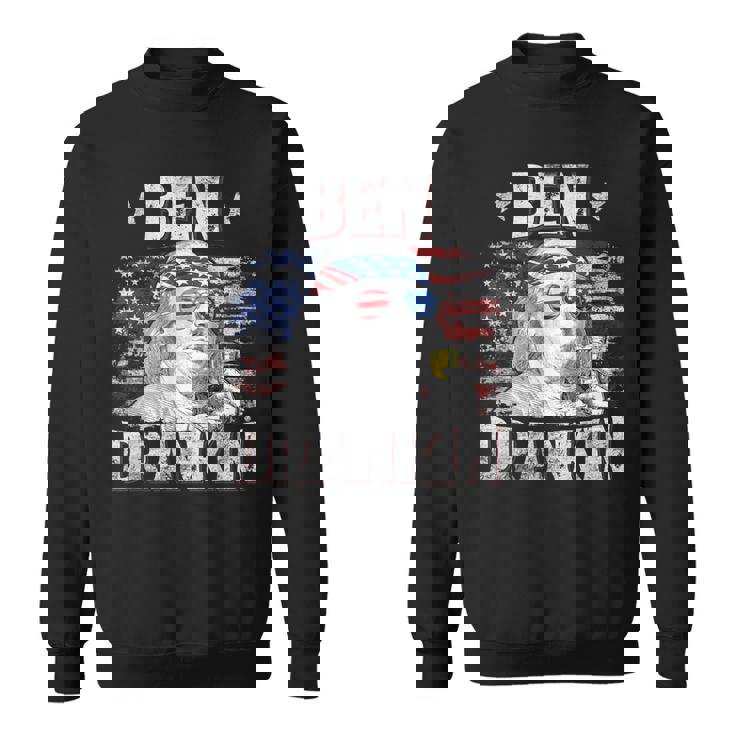 Ben Drankin 4Th Of July Usa Flag Drinking Beer Sweatshirt