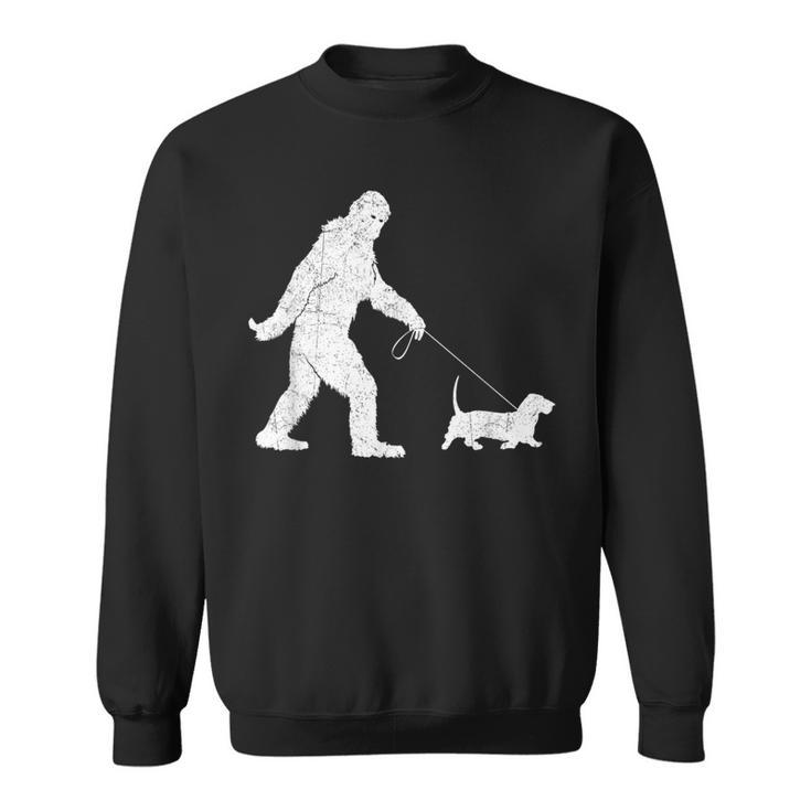 Bigfoot Sasquatch Walking Basset Hound Dog Lovers Sweatshirt
