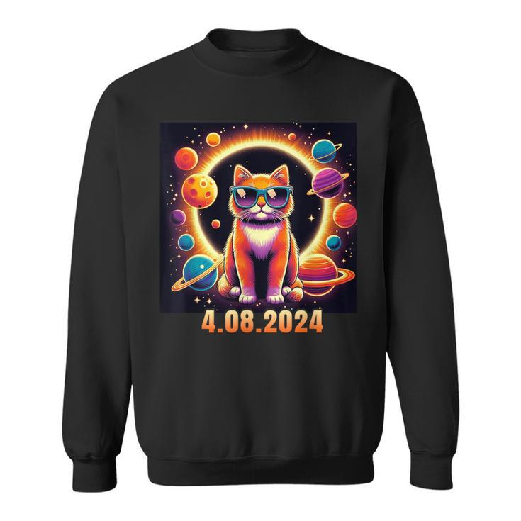 Cat With Glasses Solar Eclipse Sweatshirt