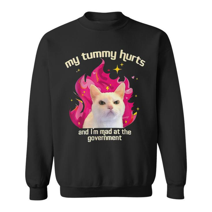 Cat My Tummy Hurts And I’M Mad At The Government Sweatshirt