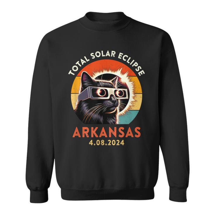 Cat Wearing Solar Eclipse Viewers April 2024 Arkansas Sweatshirt