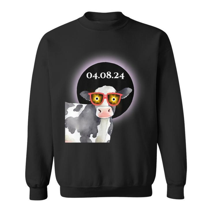 Cow Total Solar Eclipse 040824 Cute Souvenir Sweatshirt