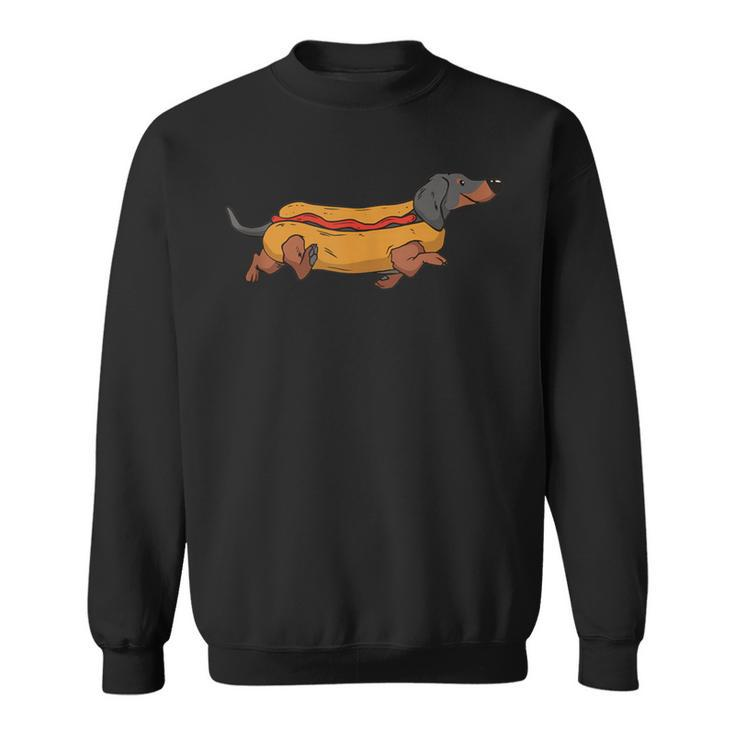 Dachshund In Bun Weiner Hot Dog Cute Foodie Pun Sweatshirt