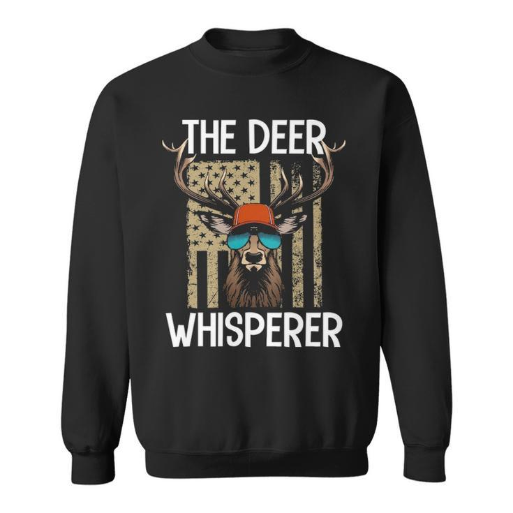 Deer Whisperer Awesome Hunter Usa Flag Buck Hunting Sweatshirt