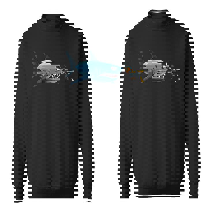Diving Scuba Diving Deep Sea Diver Shark Novelty Sweatshirt