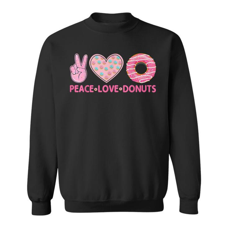 Doughnut Donut Lover Peace Love Donuts Themed Sweatshirt