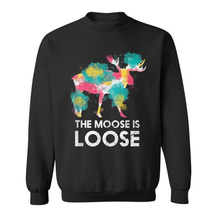 Elk Canada Forest Animal Wildlife Colorful Moose Sweatshirt