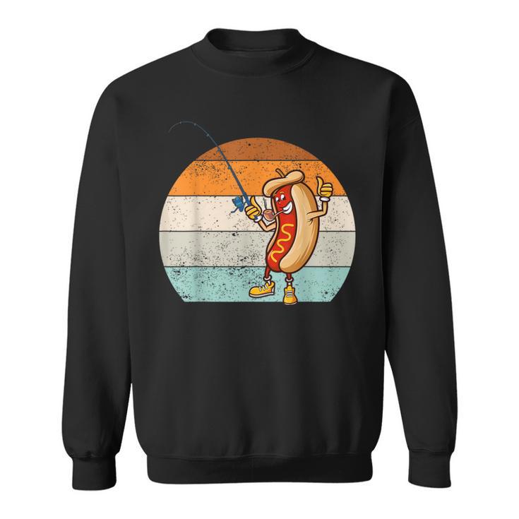 Fishing Hot Dog Retro Vintage Hot Dog Fishermen Sweatshirt