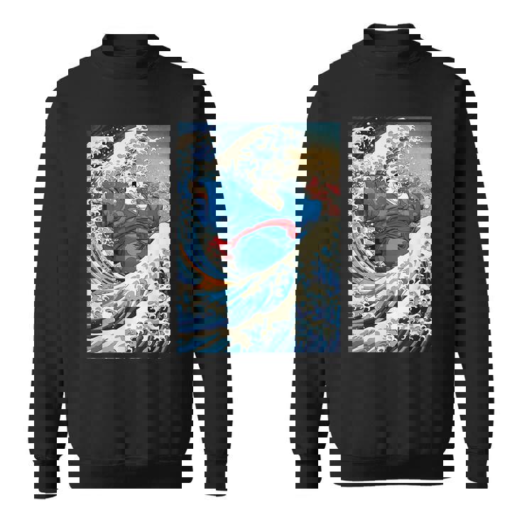 Kanagawa Great Wave With Sumo Wrestler Surfing Long Sleeve T